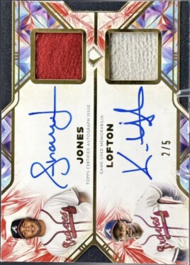 2025 Topps Diamond Icons Dual Preeminent Pieces Autographs Red #PPDARJL Kenny Lofton/Andruw Jones /5